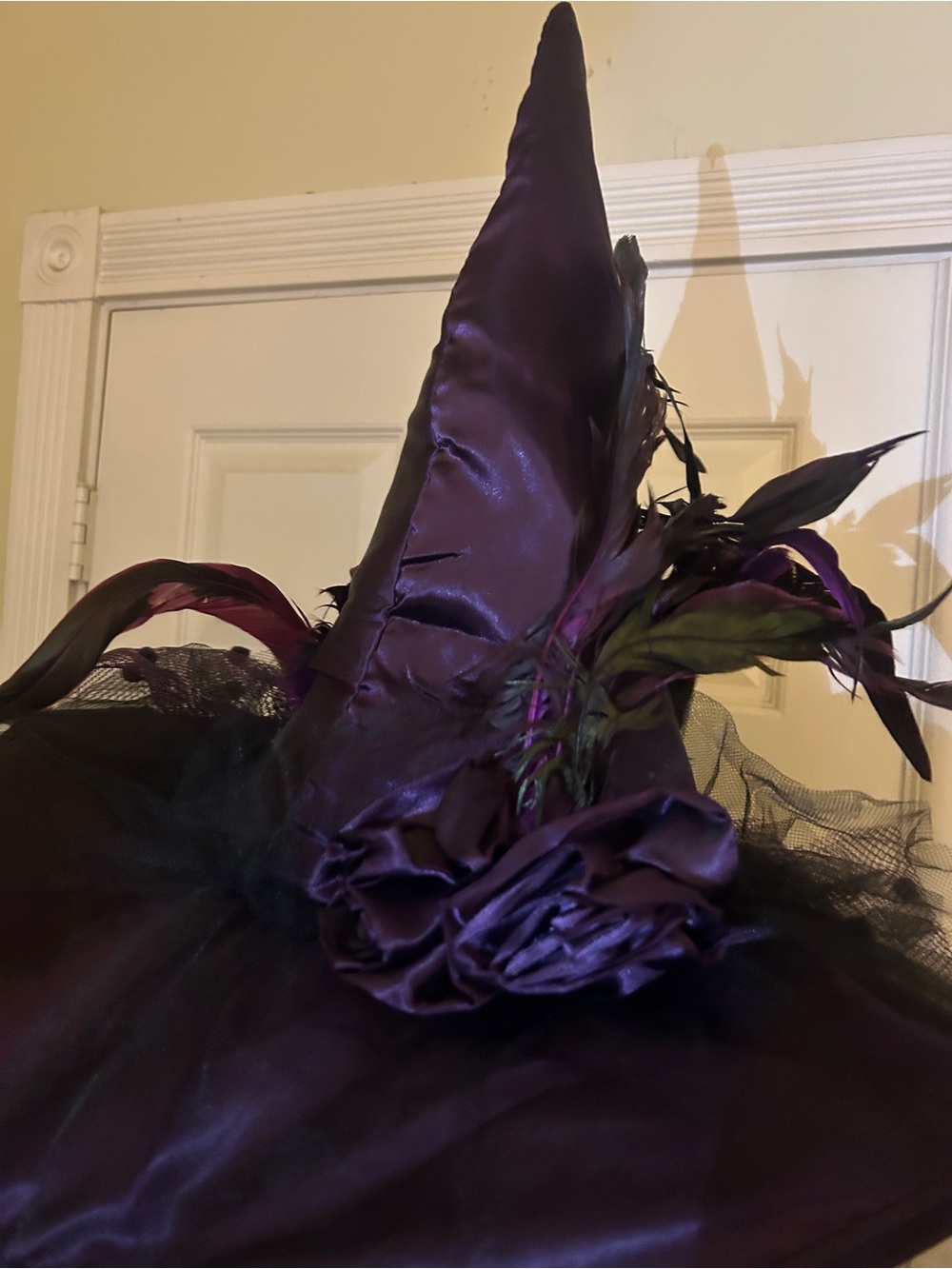 Purple Satin Witch Hat Home Accent by